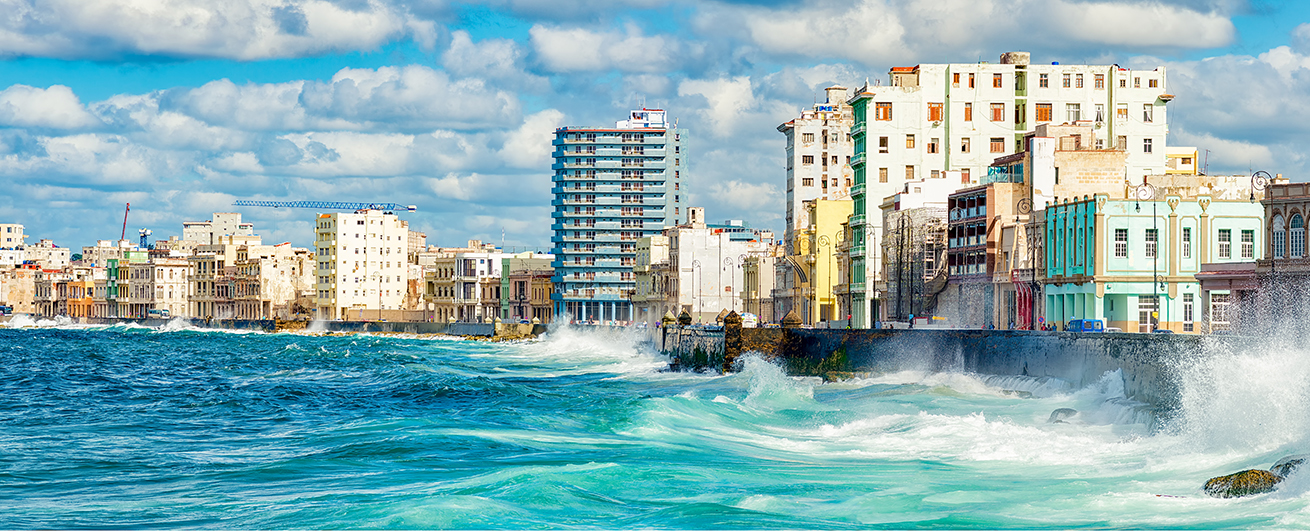 El Malecon, or the famous seawall, in Havana. 