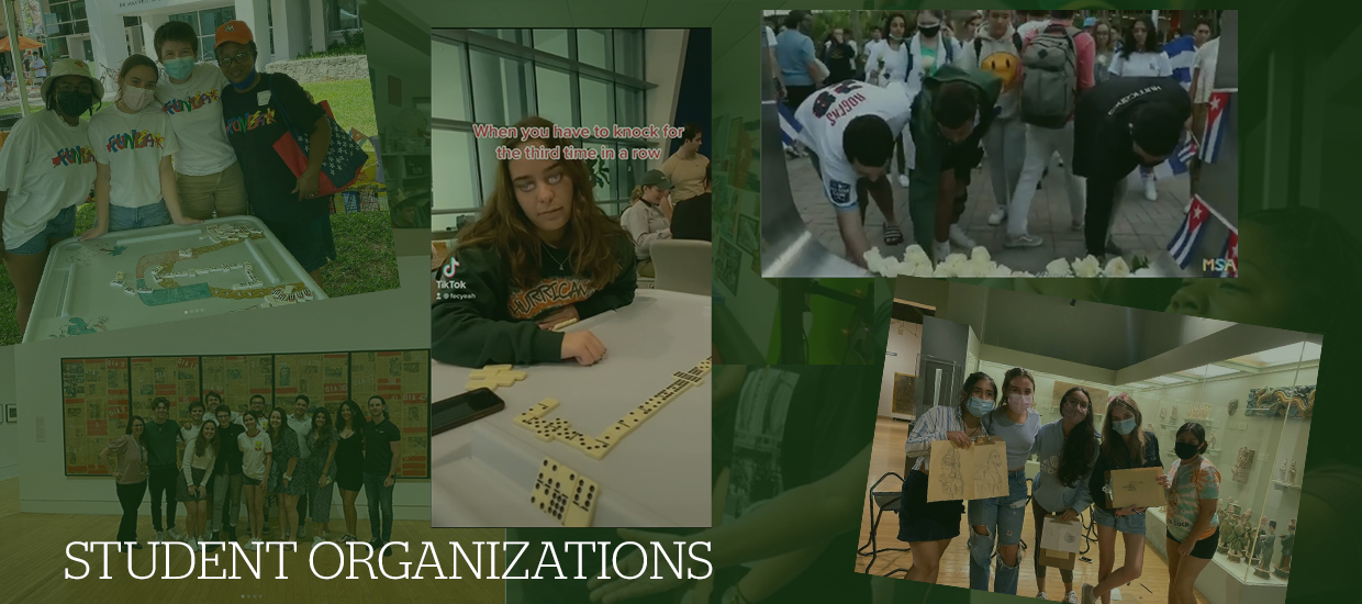 Collage of student organizations on campus.